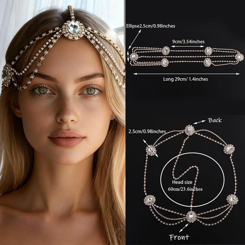 Missgrace Women Dainty Bohemian Rhinestones Head Chain Hair Accessories for Bridal - Image 5